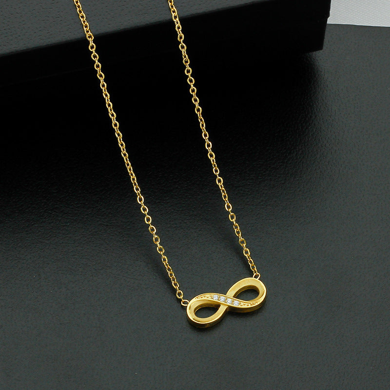 Style 8 Gold Infinity Necklace for Women - Dainty Titanium Steel Pendant with Sparkling Cubic Zirconia Tristar Online