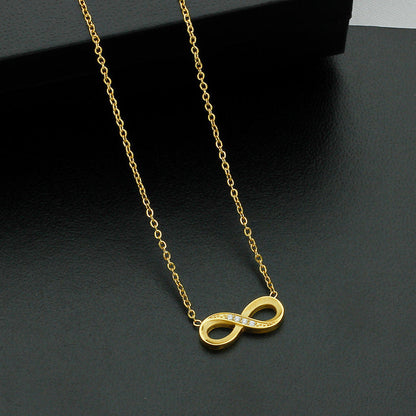 Style 8 Gold Infinity Necklace for Women - Dainty Titanium Steel Pendant with Sparkling Cubic Zirconia Tristar Online