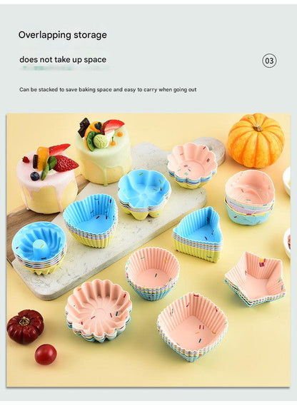 Style 8 Silicone Mini Cake Molds (30 Pack) -  For Cupcakes, Desserts (7x7x2.5cm) Tristar Online