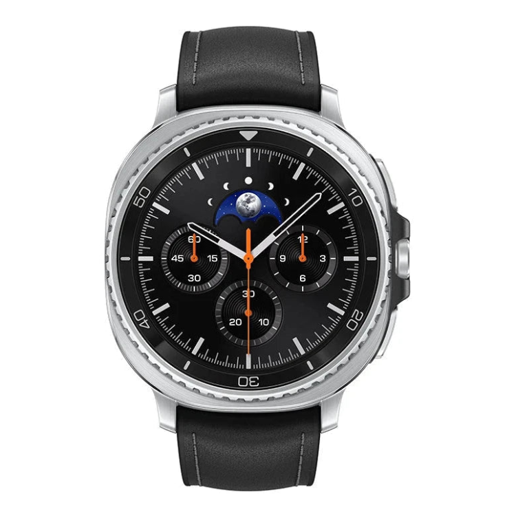 Galaxy Watch8 Classic 46mm Black on wrist displaying digital watch face with time and date


