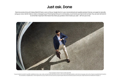 Samsung Galaxy Watch8 Classic 46mm Black beside smartphone running Galaxy Wearable app

