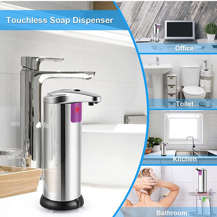 Touchless Automatic Soap Dispenser - Stainless Steel, Adjustable Volume, Infrared Sensor for Kitchen & Bathroom(Silver) Tristar Online