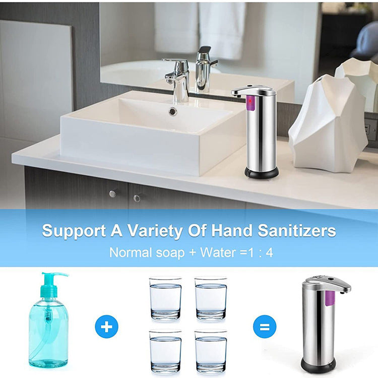 Touchless Automatic Soap Dispenser - Stainless Steel, Adjustable Volume, Infrared Sensor for Kitchen & Bathroom(Silver) Tristar Online