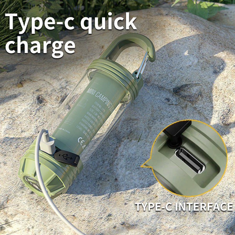 Tri-Color Portable Camping Lantern & Flashlight - Rechargeable, 360°Ambient Light & Hook Design(Khaki) Tristar Online