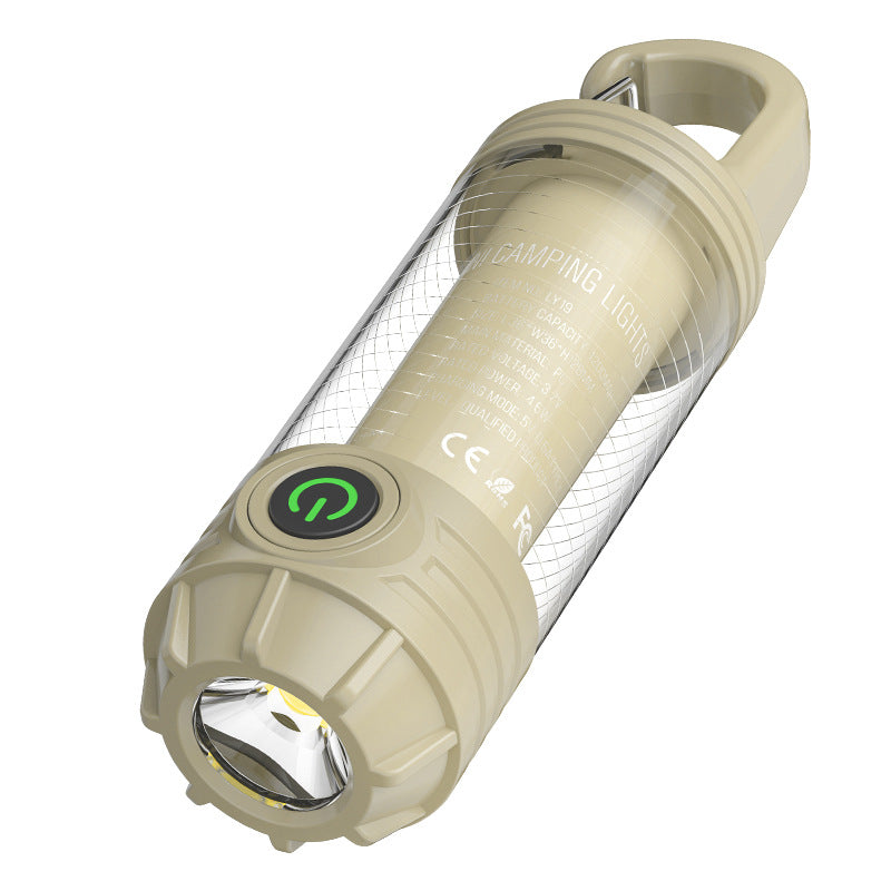 Tri-Color Portable Camping Lantern & Flashlight - Rechargeable, 360°Ambient Light & Hook Design(Khaki) Tristar Online