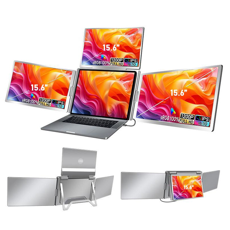 Trion 15.6" FHD Portable Monitor Quad Screen Triple Display Screen Extender for Laptops (Win10+, Mac M1/M2/M3) (AU Warranty) Trion