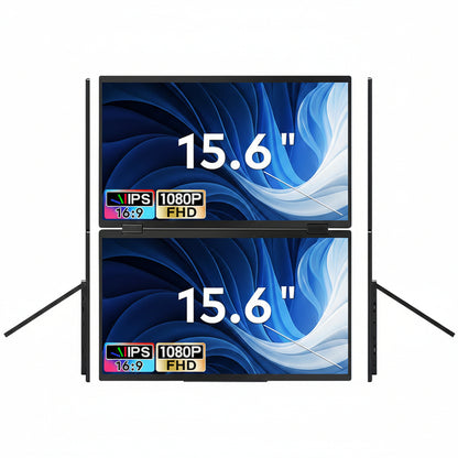 TRION-FOLDABLE MONITOR 15.6" side angle highlighting slim foldable design and thin bezels

