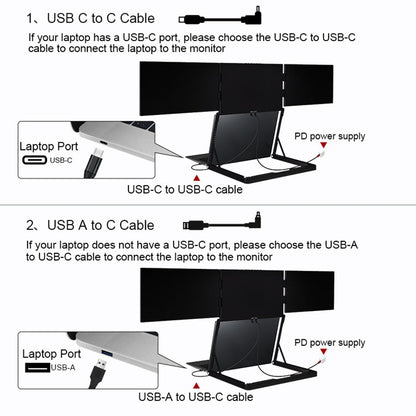 Trion Quad Monitor 15.6" Portable T Shape Laptop Screen Extender, Triple Full HD IPS 1920x1080, USB-C and Thunderbolt Compatible, for Remote Work, Trading, and Multitasking - Pristine - Refurbished Trion