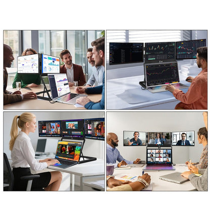 Trion Quad Monitor 15.6" Portable T Shape Laptop Screen Extender, Triple Full HD IPS 1920x1080, USB-C and Thunderbolt Compatible, for Remote Work, Trading, and Multitasking - Pristine - Refurbished Trion