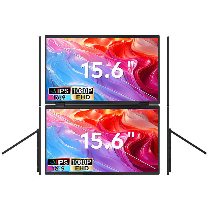 TRION-FOLDABLE MONITOR 15.6" side angle highlighting slim foldable design and thin bezels

