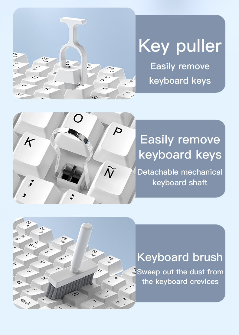 Two Multi-functional Keyboard Cleaning Kit & Ergonomic Wrist Rest with Integrated Storage(White) Tristar Online