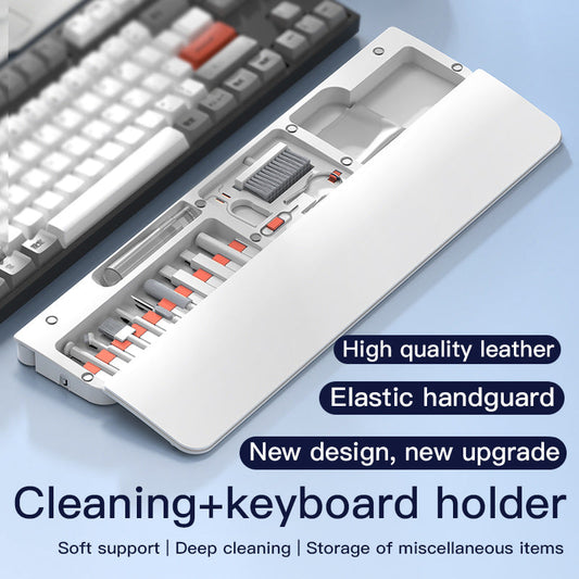 Two Multi-functional Keyboard Cleaning Kit & Ergonomic Wrist Rest with Integrated Storage(White) Tristar Online