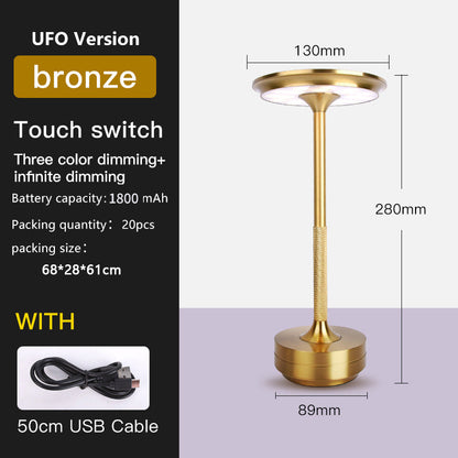 UFO Version LED Desk Lamp - Gold Touch Switch with Dimming and USB Cable Tristar Online