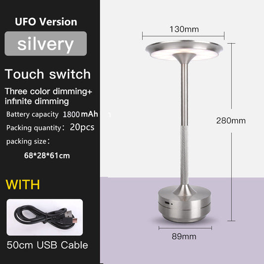 UFO Version LED Desk Lamp - Silver Touch Switch with Dimming and USB Cable Tristar Online