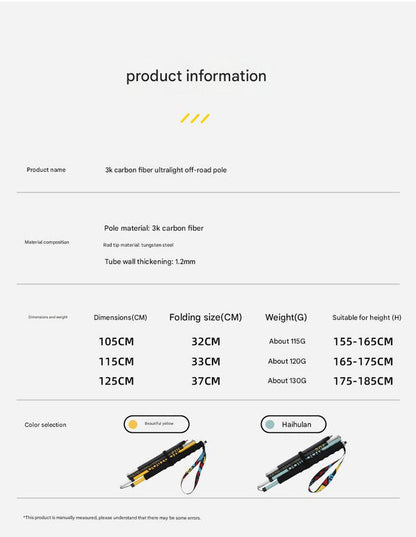 Ultralight Carbon Fiber Foldable Trail Running & Hiking Pole(blue  Recommended height range 175-185cm) Tristar Online