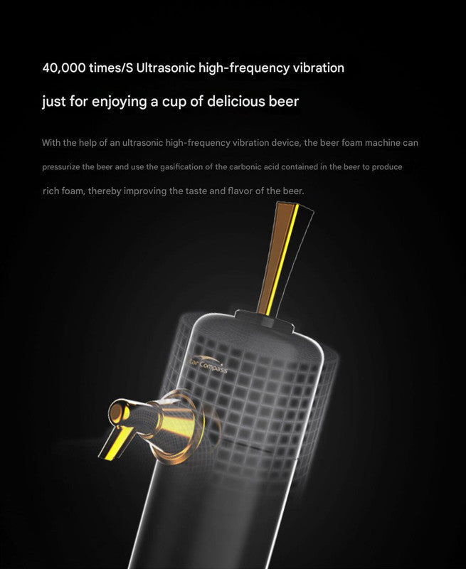 Ultrasonic Beer Foam Creator & Dispenser - Portable Tap for Canned & Bottled Beer with Cooling System(black) Tristar Online