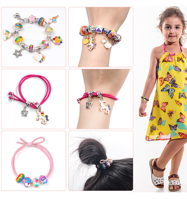 Unicorn DIY Beaded Bracelet Kit for Kids - Blue Crystal Beads and Charms Jewelry Set with Gift Box Tristar Online