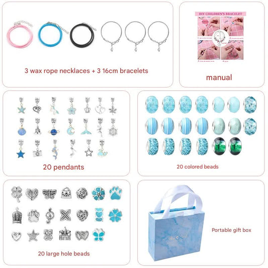 Unicorn DIY Beaded Bracelet Kit for Kids - Blue Crystal Beads and Charms Jewelry Set with Gift Box Tristar Online