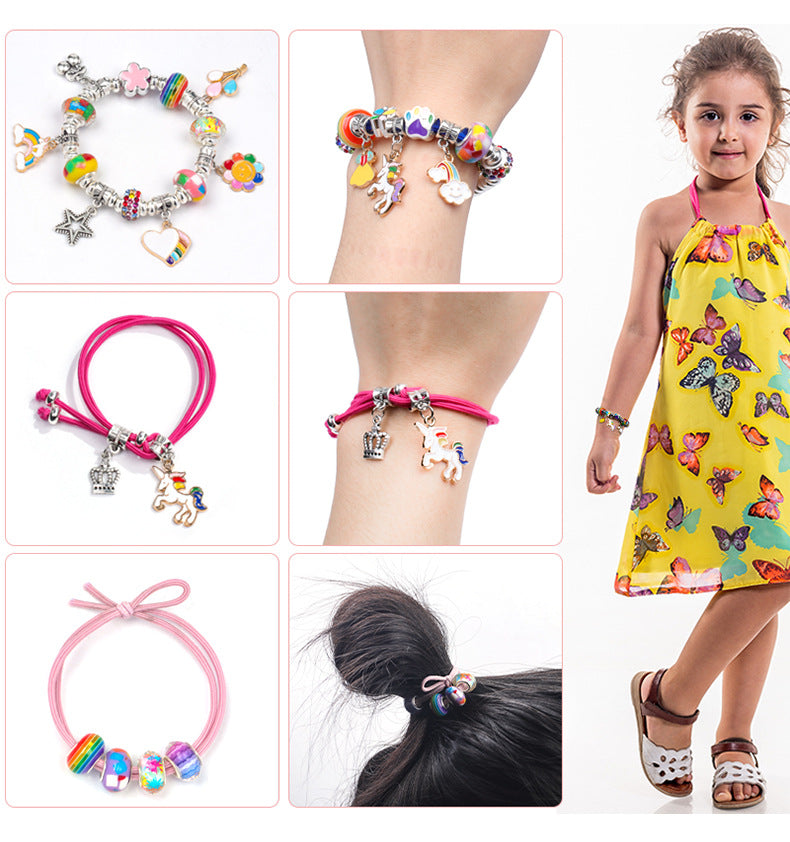 Unicorn DIY Beaded Bracelet Kit for Kids - Purple Crystal Beads and Charms Jewelry Set with Gift Box Tristar Online