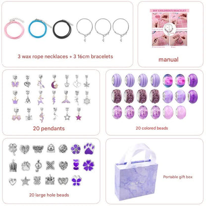 Unicorn DIY Beaded Bracelet Kit for Kids - Purple Crystal Beads and Charms Jewelry Set with Gift Box Tristar Online