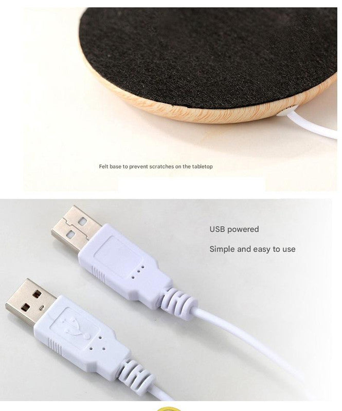 USB Cup Warmer - Dark Wood Grain Electric Beverage Warmer for Desk, Office and Home Tristar Online