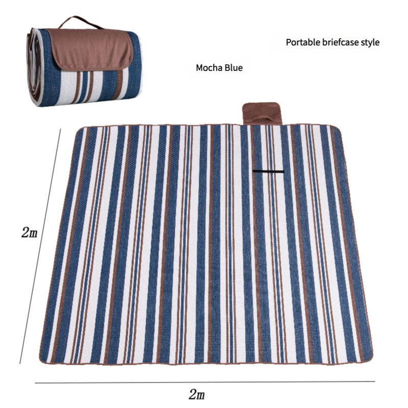 Waterproof Foldable Picnic Blanket with Handle - 2x2m Mocha Blue Tristar Online