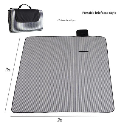 Waterproof Foldable Picnic Blanket with Handle - 2x2m Thin white strip Tristar Online