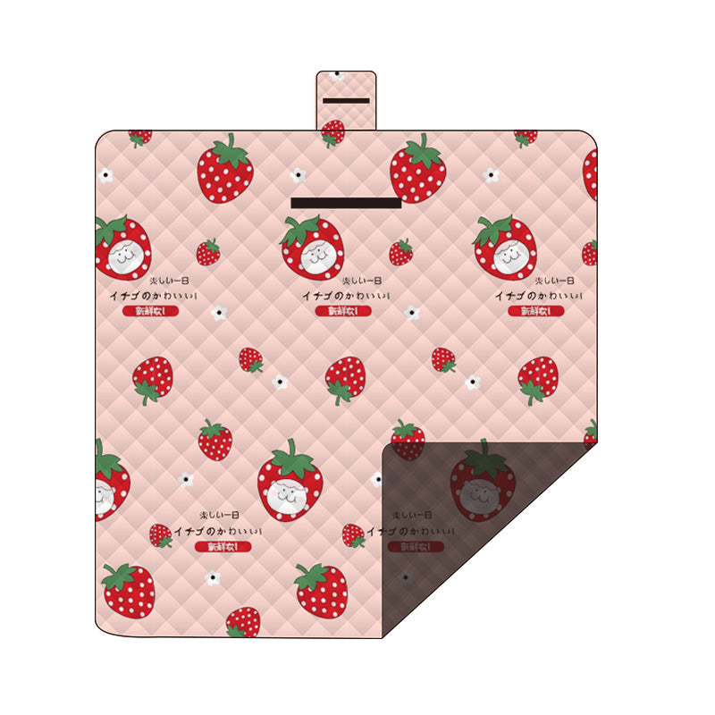 Waterproof Foldable Picnic Blanket with strawberry Print - 200x200cm Tristar Online