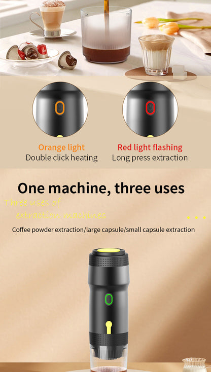 White 3-in-1 Portable Electric Espresso Maker - Rechargeable Travel Coffee Machine for Capsules & Ground Coffee Tristar Online