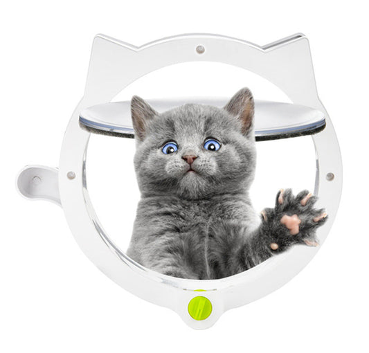 White 4-Way Locking Cat Flap Door - Pet Entry Portal for Interior Doors, Walls & Cabinets Tristar Online