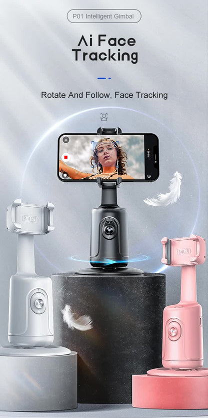 White AI Smart Auto Tracking Phone Holder - 360° Rotation Face & Body Tracking Mount Tristar Online