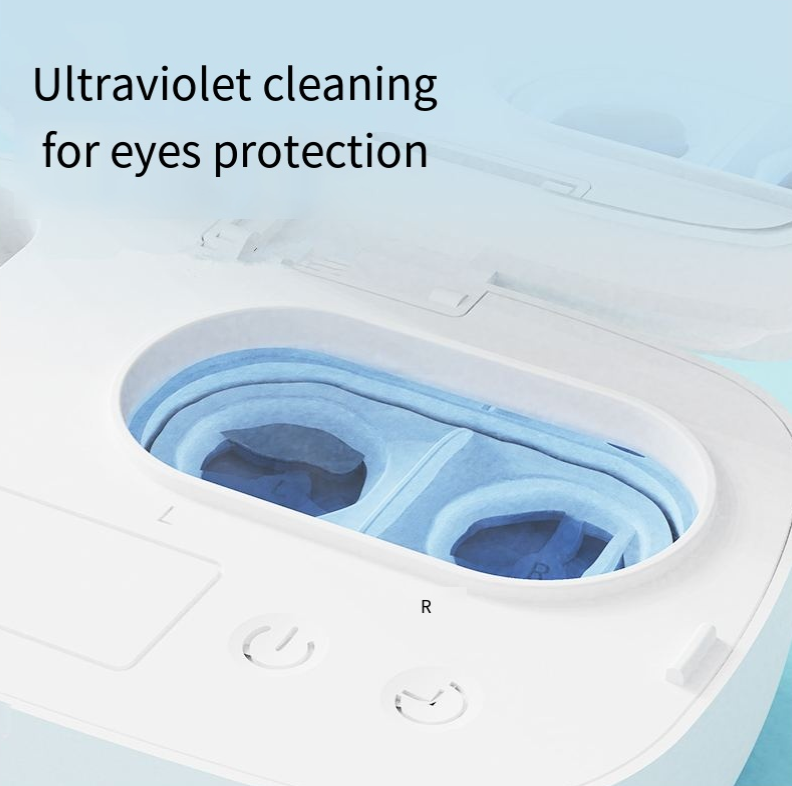 White and blue gradient Ultrasonic Contact Lens Cleaner Machine Automatic Washer Case with UV Light LED Display 4 Timer Modes Type-C Rechargeable Portable for Travel Tristar Online