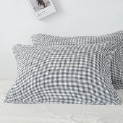 White Breathable 4-Layer Cotton Gauze Pillow Towel Pair - Japanese Style Grid (52x75cm) Tristar Online