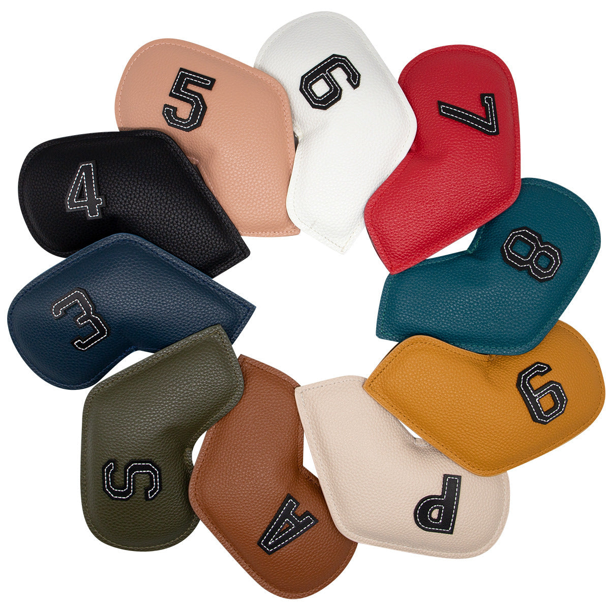 White Golf Iron Head Covers Set of 10 - Waterproof PU Leather Club Protectors with Embroidered Numbers (3-9, P, A, S) Tristar Online