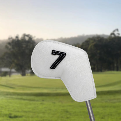 White Golf Iron Head Covers Set of 10 - Waterproof PU Leather Club Protectors with Embroidered Numbers (3-9, P, A, S) Tristar Online