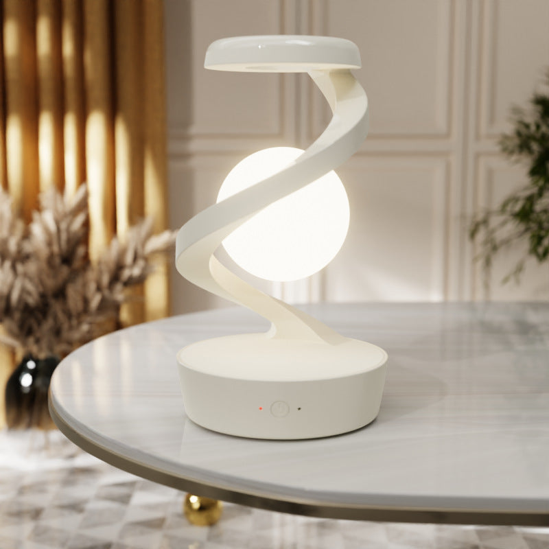 White Modern Levitating LED Desk Lamp  - Spiral Design Atmosphere Light Tristar Online