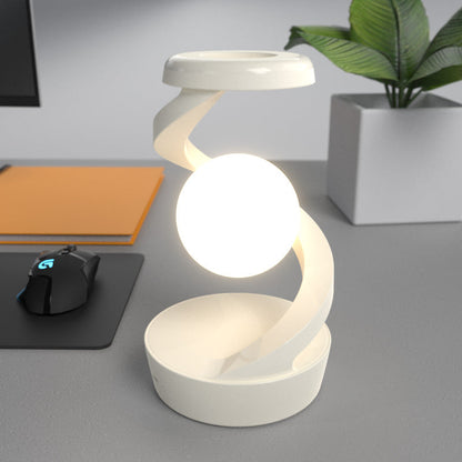 White Modern Levitating LED Desk Lamp with Wireless Phone Charger - Spiral Design Atmosphere Light Tristar Online