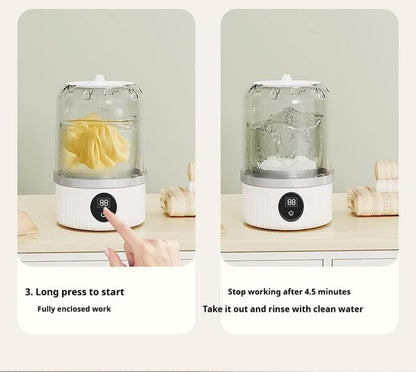 White Portable Mini Washing Machine - Rechargeable USB-C Electric Washer for Travel, Delicates & Socks Tristar Online