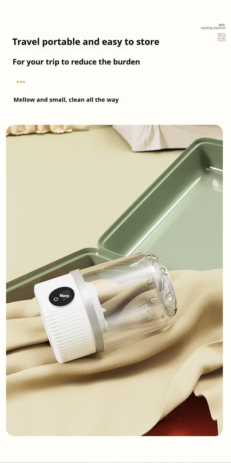 White Portable Mini Washing Machine - Rechargeable USB-C Electric Washer for Travel, Delicates & Socks Tristar Online