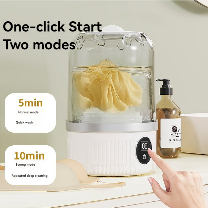 White Portable Mini Washing Machine - Rechargeable USB-C Electric Washer for Travel, Delicates & Socks Tristar Online