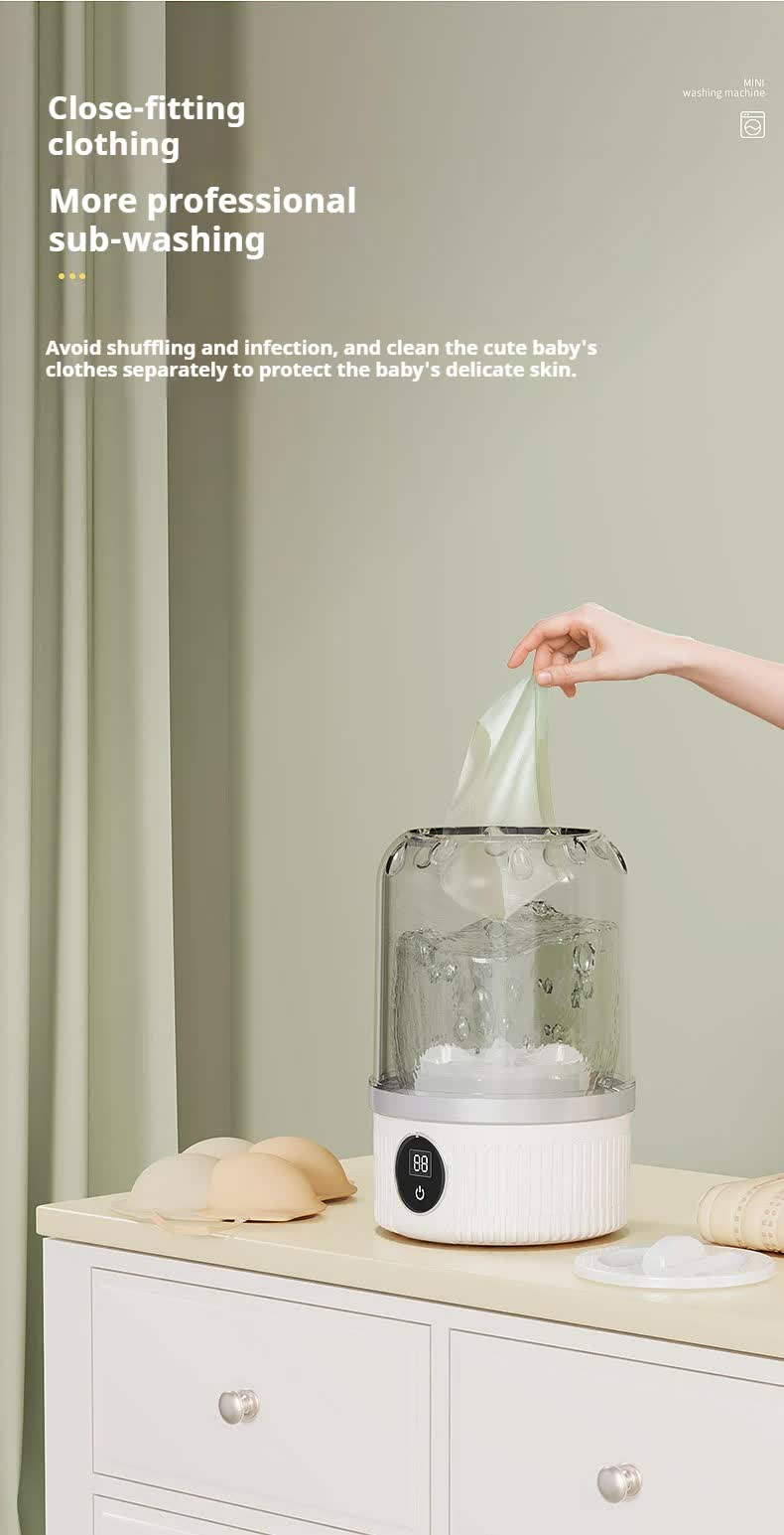 White Portable Mini Washing Machine - Rechargeable USB-C Electric Washer for Travel, Delicates & Socks Tristar Online