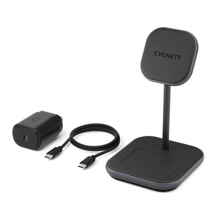 Cygnett ChargeBase Qi2.0 2-in-1 Magnetic Wireless Charger Cygnett