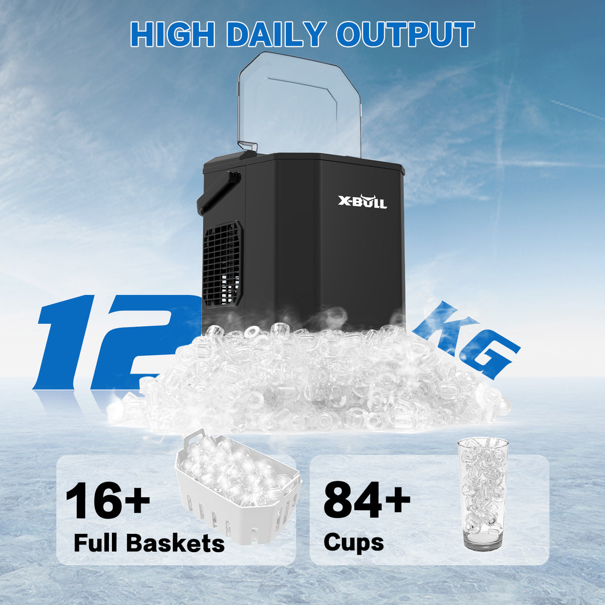 X-BULL Ice Maker Machine Commercial Portable  Ice Cube 2.2L Home Bar Benchtop Black Tristar Online