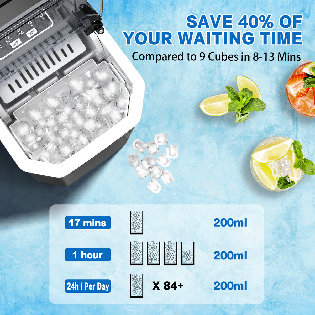 X-BULL Ice Maker Machine Commercial Portable  Ice Cube 2.2L Home Bar Benchtop Black Tristar Online