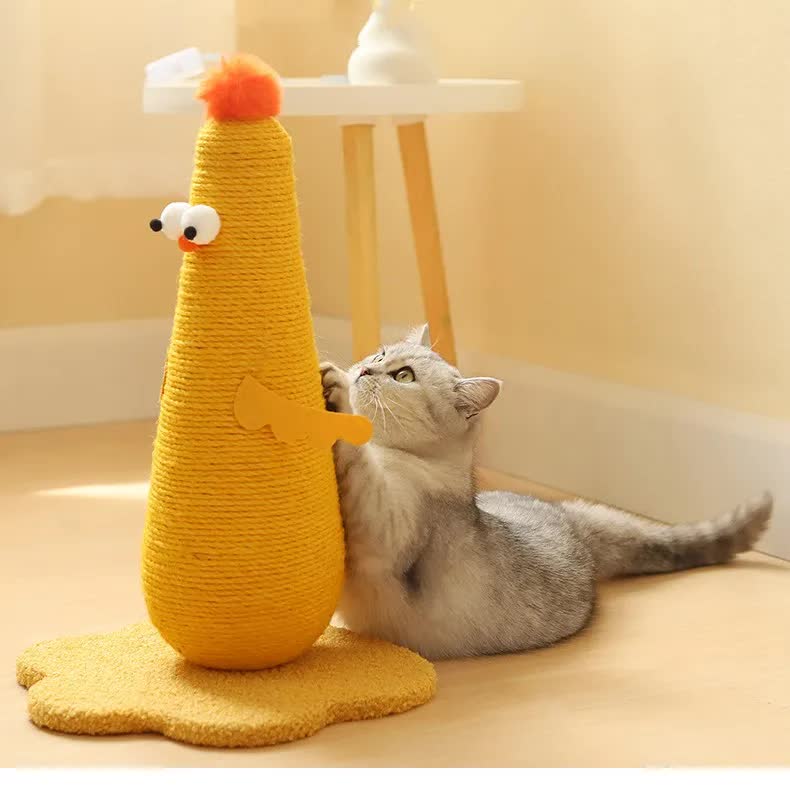 Yellow Adorable Chick Cat Scratching Post - Durable Sisal Rope Scratcher Toy for Cats & Kittens Tristar Online