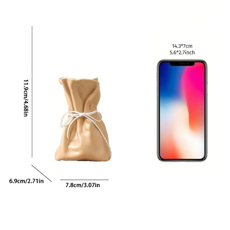 Yellow And White Chic Money Bag Inspired Vase - Modern Resin Decorative Flower Holder & Tabletop Accent(Use the mobile phone as a reference for size) Tristar Online