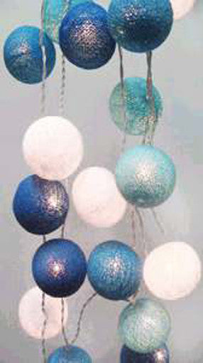 1 Set of 20 LED Blue 5cm Cotton Ball Battery Powered String Lights Christmas Gift Home Wedding Party Boys Bedroom Decoration Indoor Table Centrepiece Tristar Online