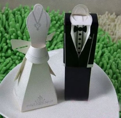 10 Pack of 5 Bride and 5 Groom Wedding Bridal Bomboniere Favor Candy Choc Almond Box - Kate Aspen Design Tristar Online