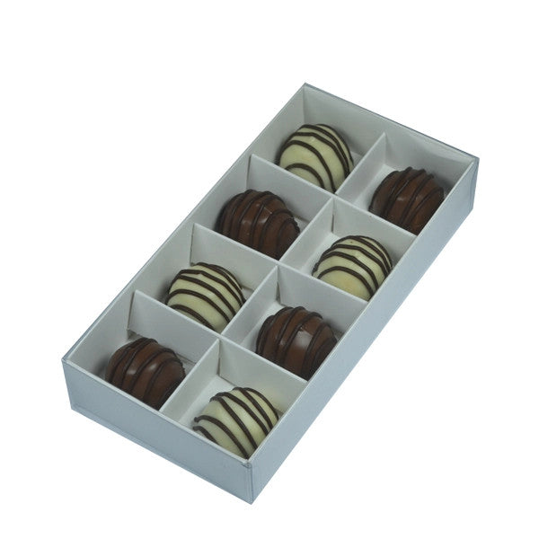 10 Pack of White Card Chocolate Sweet Soap Product Reatail Gift Box - 8 bay 3cm Compartments - Clear Slide On Lid - 16x8x3cm Tristar Online