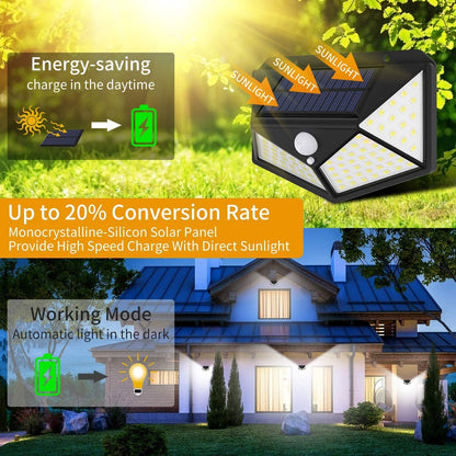 100 Waterproof LED Motion Sensor Solar Security Lights Outdoor (2pack) Tristar Online